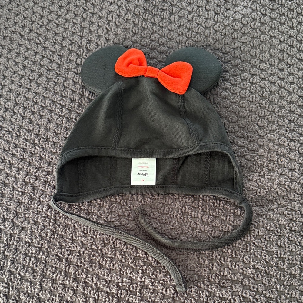 Black Hanna Andersson Baby Ear Hat with Red Bow - Cute Accessory!